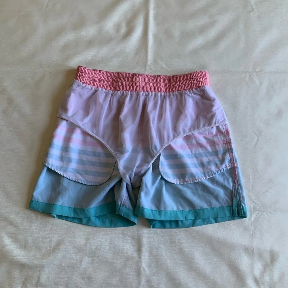 Chubbies Pink and Blue Striped Athletic Shorts